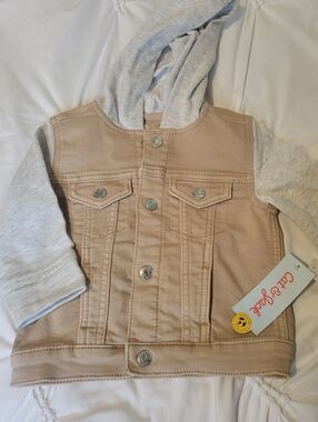 Cat & Jack Beige Jacket with Heather Gray Hood and Sleeves